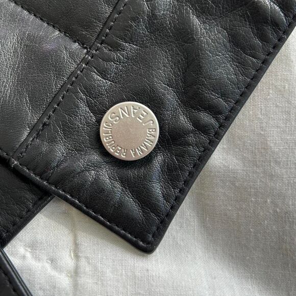 Amazing Y2K Vintage Banana Republic Black Leather Moto Jacket XS Womens - Picture 5 of 5